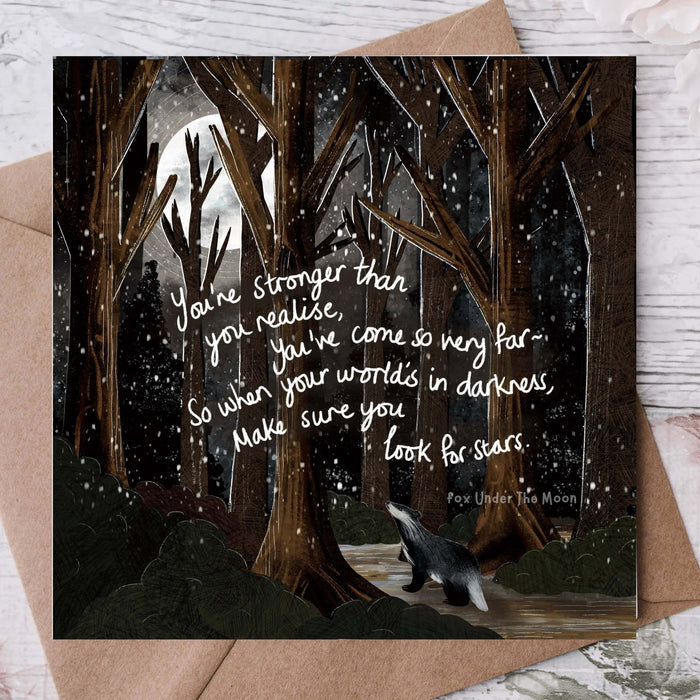 'Look For Stars' - Greeting Card by Fox Under The Moon featuring inspiring artwork and heartfelt message.