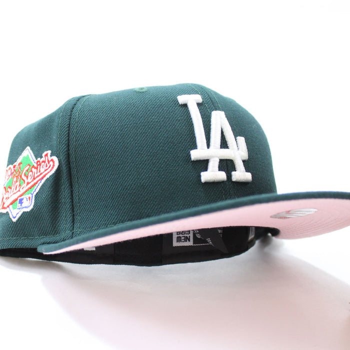 Los Angeles Dodgers 1988 World Series New Era 59Fifty Fitted Hat (Dark Green Pink Under Brim)