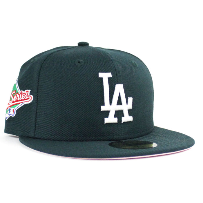 Los Angeles Dodgers 1988 World Series New Era 59Fifty Fitted Hat (Dark Green Pink Under Brim)