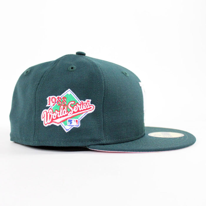 Los Angeles Dodgers 1988 World Series New Era 59Fifty Fitted Hat (Dark Green Pink Under Brim)