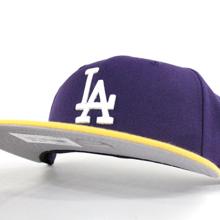 Los Angeles Dodgers New Era 59Fifty Fitted Hat (LA Lakers Color Gray Under Brim)