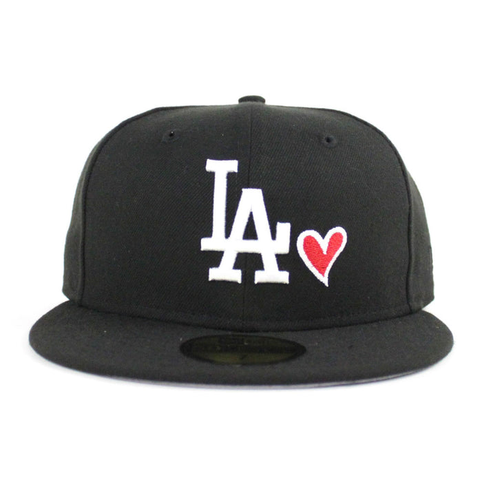 Love Los Angeles Dodgers New Era Fitted 59Fifty Hat (Black Gray Under Brim)