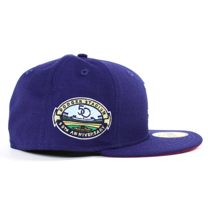Love Los Angeles Dodgers Stadium 50th Anniversary New Era 59Fifty Fitted Hat (Red Under Brim)