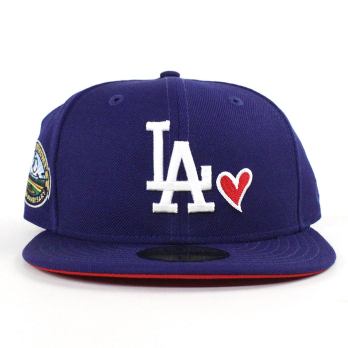 Love Los Angeles Dodgers Stadium 50th Anniversary New Era 59Fifty Fitted Hat (Red Under Brim)