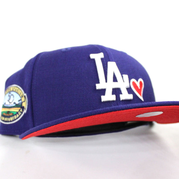 Love Los Angeles Dodgers Stadium 50th Anniversary New Era 59Fifty Fitted Hat (Red Under Brim)