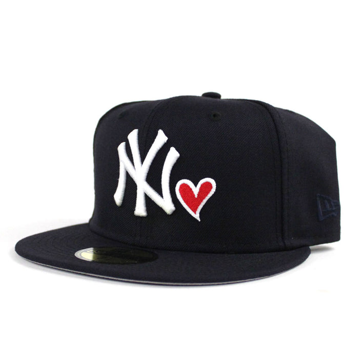 Love New York Yankees New Era 59Fifty Fitted Hat (Navy Gray Under Brim)