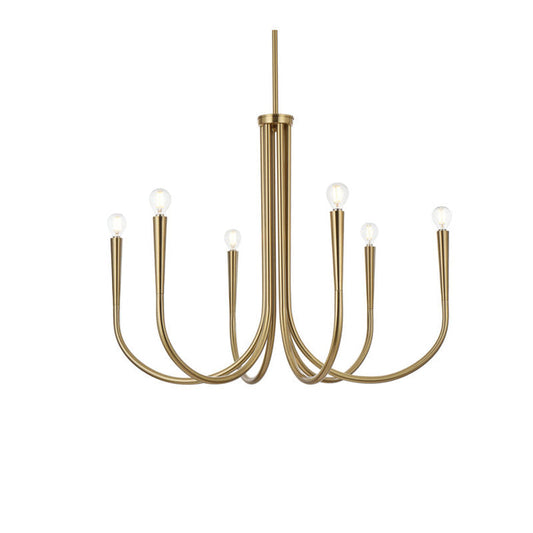 Lustre classique traditionnel doré Catalena à 6 lumières, intensité variable