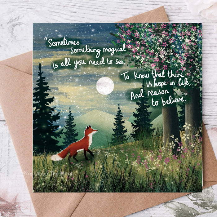 'Magical' - Inspiration Card From Fox Under The Moon featuring an illustration with a fox under the moonlight.