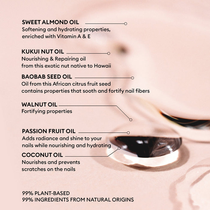 A clear dropper bottle labeled “MANUCURIST - HUILE VERTE NOURISHING CUTICLE OIL” by MANUCURIST INC, featuring a green label and white cap, perfect for daily nail nourishment.