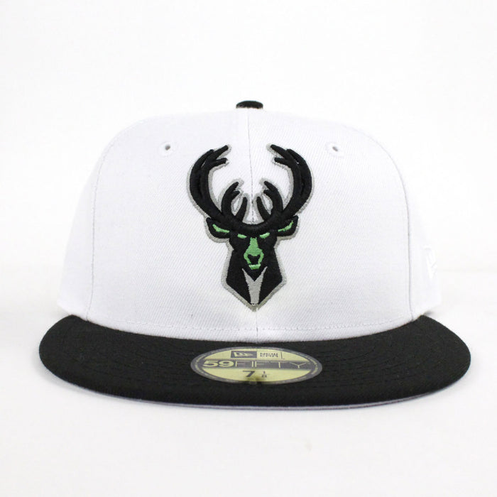 Milwaukee Bucks New Era Fitted 59Fifty Hat (Air Jordan 4 Retro Pale Citron Gray Under Brim)