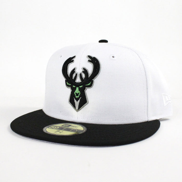 Milwaukee Bucks New Era Fitted 59Fifty Hat (Air Jordan 4 Retro Pale Citron Gray Under Brim)