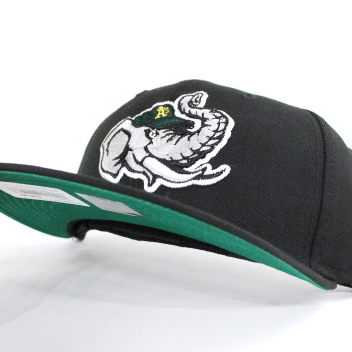 Modesto Athletics New Era 59FIFTY Fitted Hat (Black Hunter Green Under Brim)