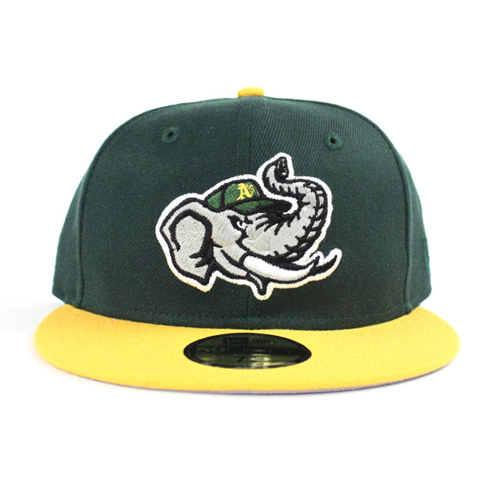 Modesto Athletics New Era 59FIFTY Fitted Hat (Hunter Green Yellow Gray Under Brim)