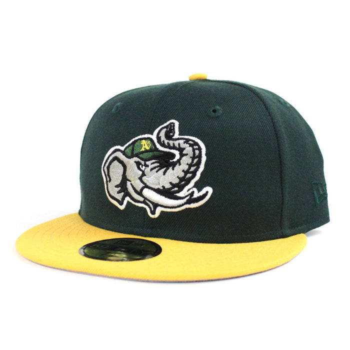 Modesto Athletics New Era 59FIFTY Fitted Hat (Hunter Green Yellow Gray Under Brim)