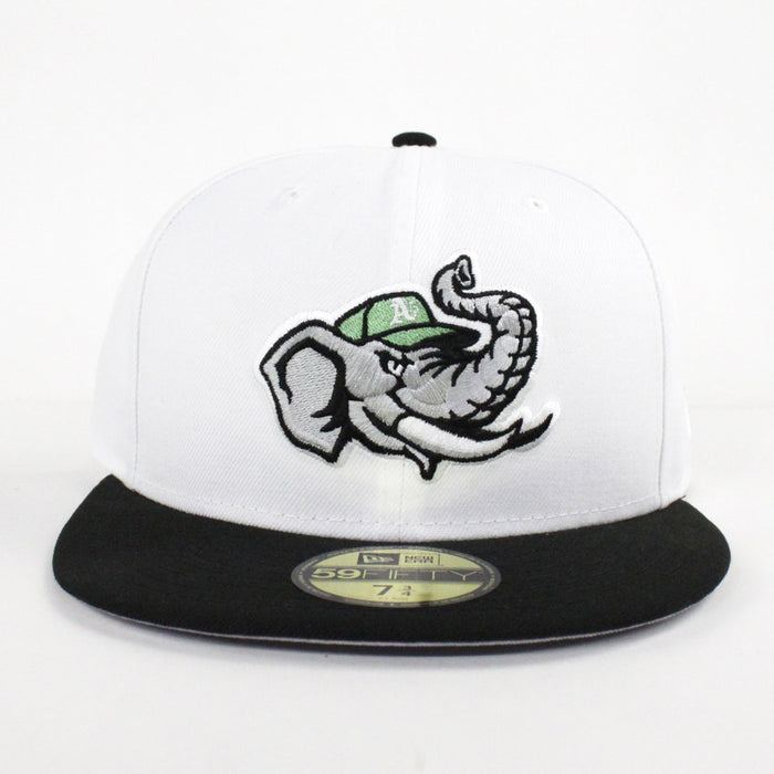 Modesto Athletics New Era 59FIFTY Fitted Hat (White Black Gray Under Brim)