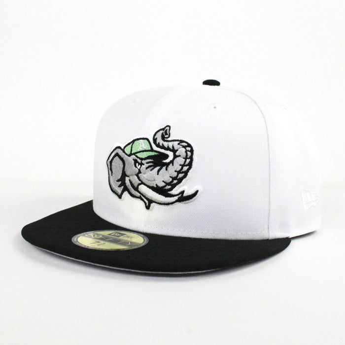 Modesto Athletics New Era 59FIFTY Fitted Hat (White Black Gray Under Brim)