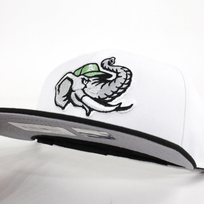 Modesto Athletics New Era 59FIFTY Fitted Hat (White Black Gray Under Brim)