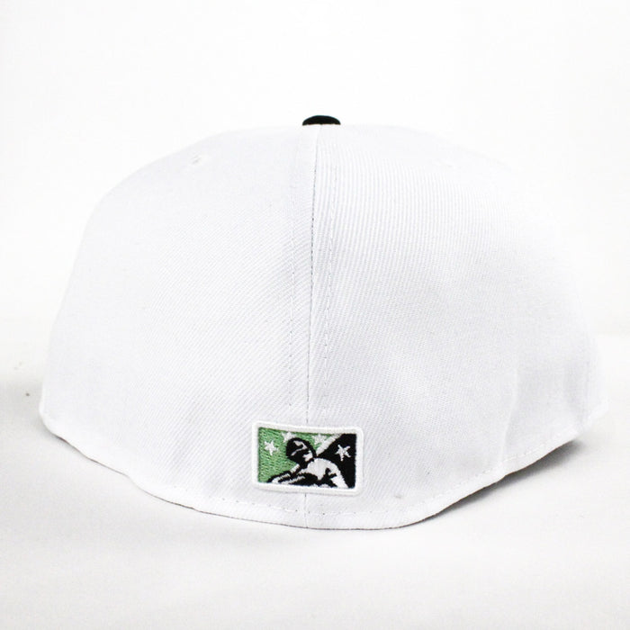 Modesto Athletics New Era 59FIFTY Fitted Hat (White Black Gray Under Brim)