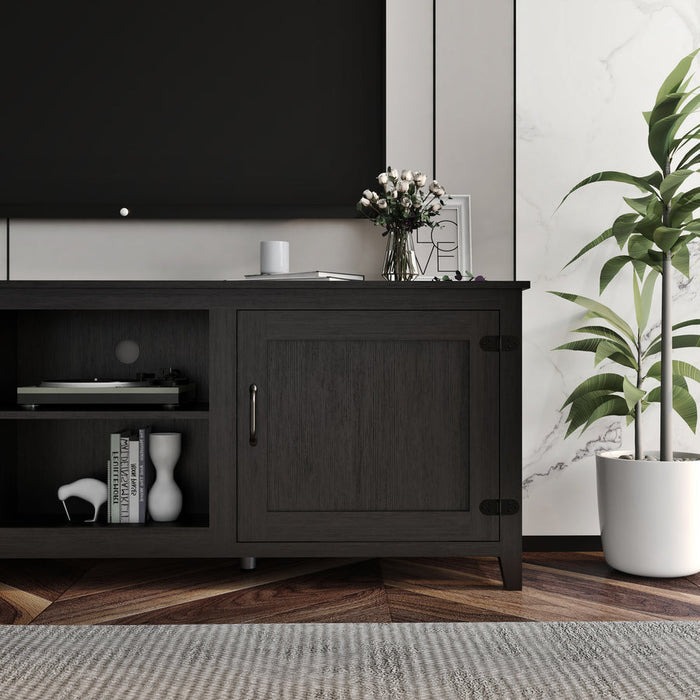 Montel 70'' W Storage Credenza TV Stand Storage Media Console Entertainment Center,Tradition Black,With Doors
