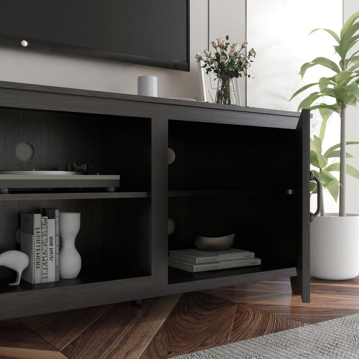 Montel 70'' W Storage Credenza TV Stand Storage Media Console Entertainment Center,Tradition Black,With Doors