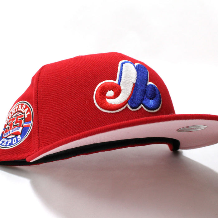 Montreal Expos 35TH ANNIVERSARY New Era Fitted 59Fifty Hat (RED PINK Under Brim)
