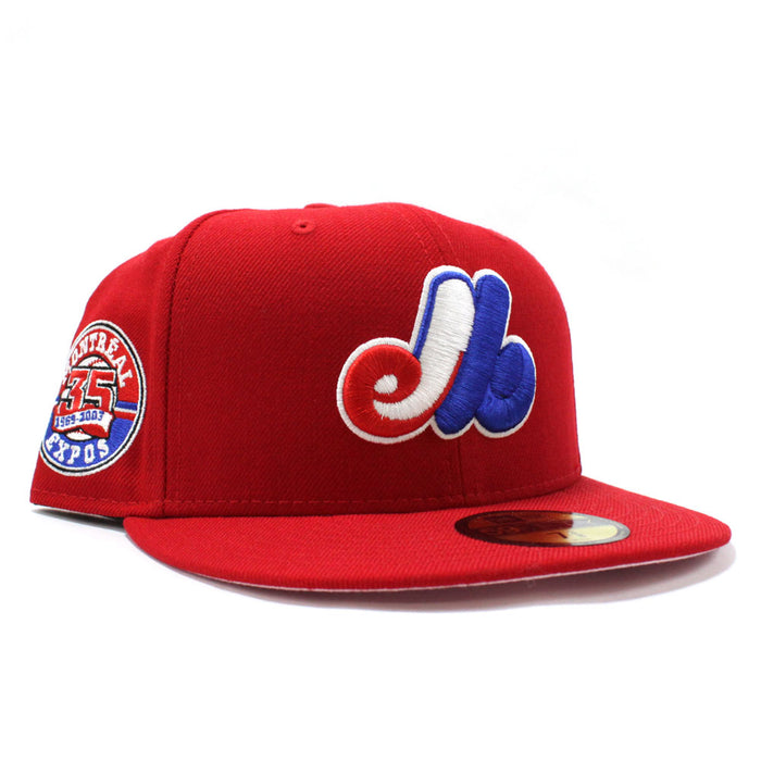 Montreal Expos 35TH ANNIVERSARY New Era Fitted 59Fifty Hat (RED PINK Under Brim)