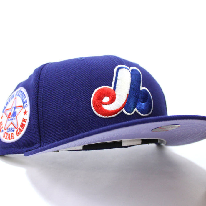 Montreal Expos All Star Game 1982 New Era Fitted 59Fifty Hat (Blue lavender Under Brim)
