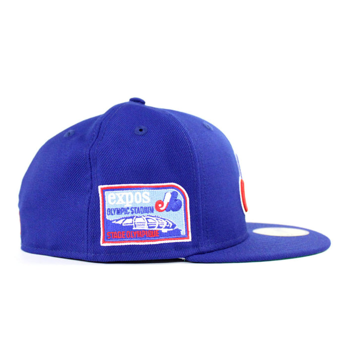 Montreal Expos OLYMPIC STADIUM New Era Fitted 59Fifty Hat (Blue Green Under Brim)