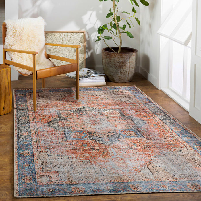 Mya Oriental Rug brick red / light gray Machine Washable 6'7 x9'