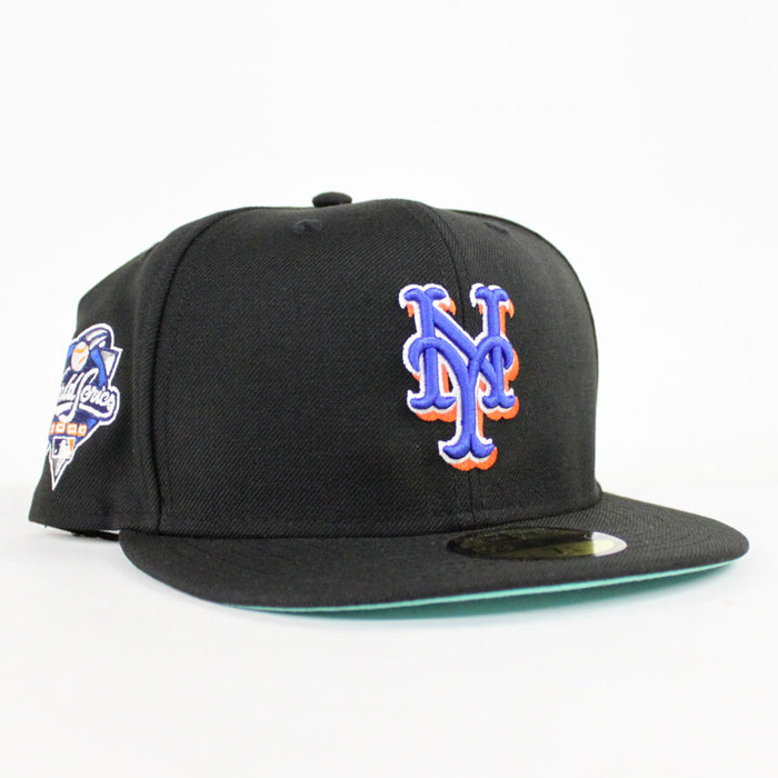New York Mets 2000 New Era 59Fifty Fitted Hat (Black Road MINT Under Brim)