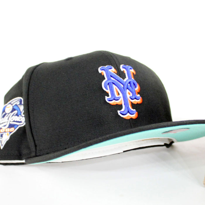 New York Mets 2000 New Era 59Fifty Fitted Hat (Black Road MINT Under Brim)