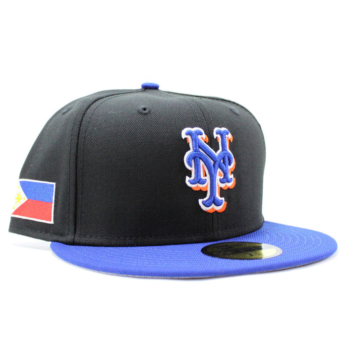 New York Mets Flag of the Philippines New Era 59Fifty Fitted Hat (Black Blue Grey Under Brim)