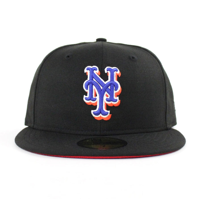 New York Mets New Era 59Fifty Fitted Hat (Black Red Under Brim)