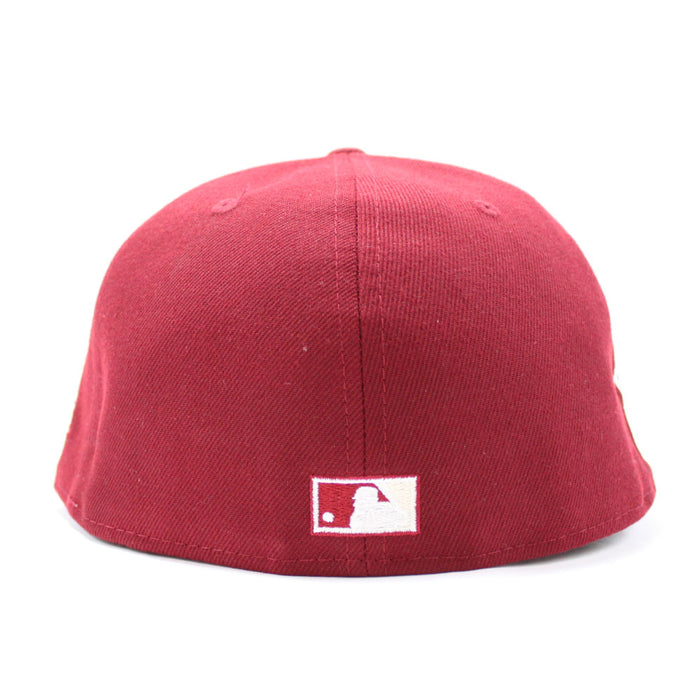 New York Yankees 1999 World Series New Era 59Fifty Fitted Hat (Cardinal Peach Under Brim)