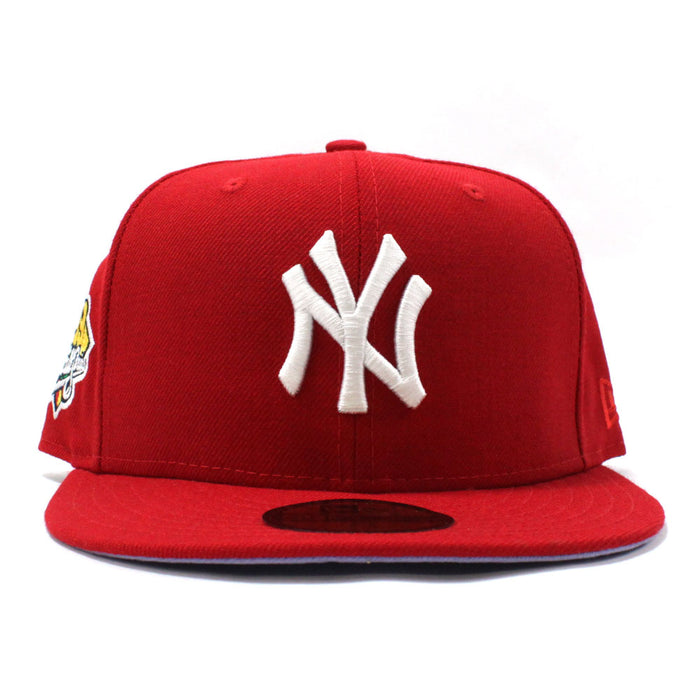New York Yankees 1999 World Series New Era 59Fifty Fitted Hat (Red LAVENDER Under Brim)