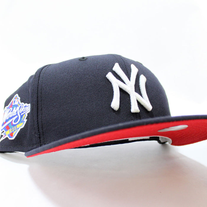 New York Yankees 1999 World Series New Era 59Fifty Fitted Hat (Small Logo Navy RED Under Brim)