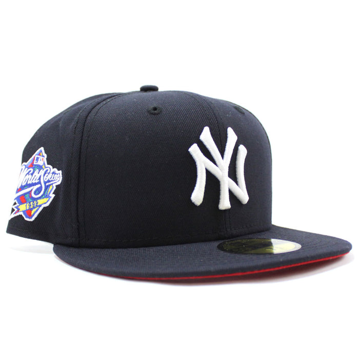 New York Yankees 1999 World Series New Era 59Fifty Fitted Hat (Small Logo Navy RED Under Brim)