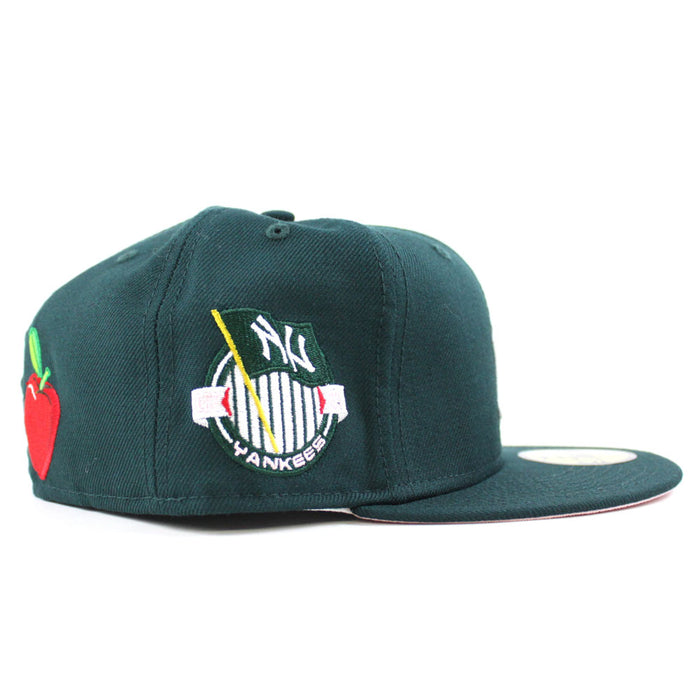 New York Yankees APPLE Statue Of Liberty National Monument New Era 59Fifty Fitted Hat (Green Pink Under Brim)