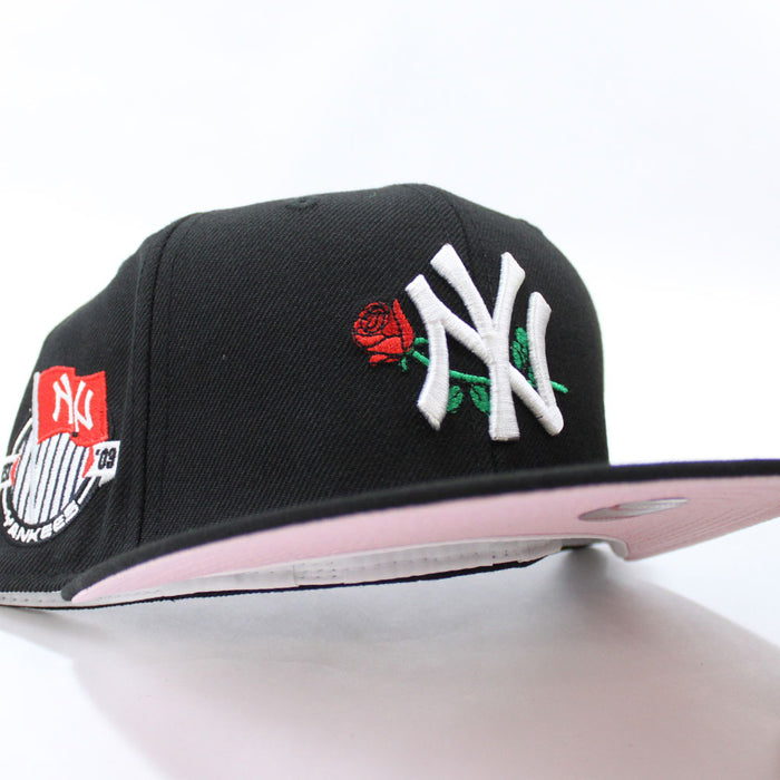New York Yankees Rose Team Flag 59Fifty New Era Fitted Hat (Black Pink Under Brim)