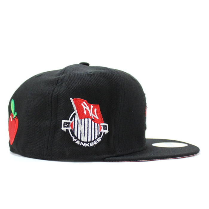 New York Yankees Rose Team Flag 59Fifty New Era Fitted Hat (Black Pink Under Brim)