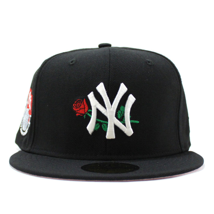 New York Yankees Rose Team Flag 59Fifty New Era Fitted Hat (Black Pink Under Brim)