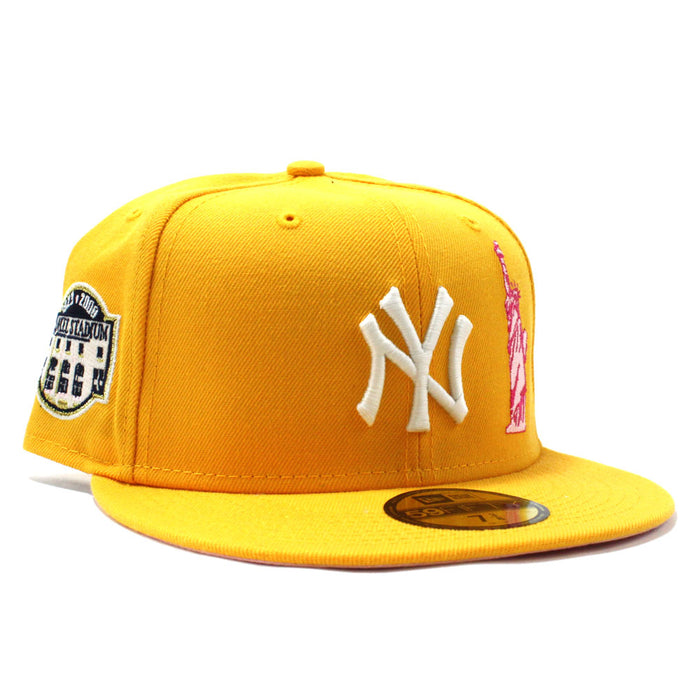 New York Yankees Statue of Liberty 27 World Championships 59Fifty New Era Fitted Hat (Gold Pink Under Brim)