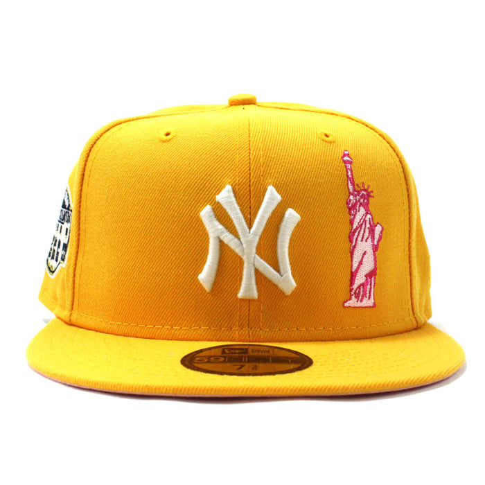 New York Yankees Statue of Liberty 27 World Championships 59Fifty New Era Fitted Hat (Gold Pink Under Brim)