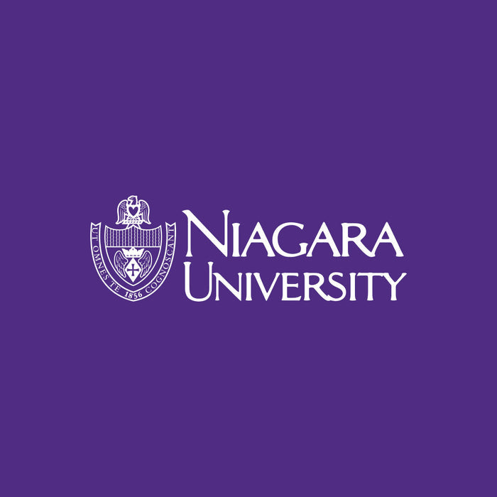 A university logo, featuring a crest and the words "NIAGARA UNIVERSITY," is displayed against a purple background. UT OMNES TE 1856 COGNOSCANT is inscribed on the crest.
