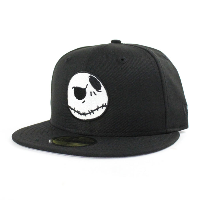Nightmare Before Christmas Jack Skellington Face New Era 59Fifty Fitted Hat (Black Glow in the Dark Gray Under Brim)