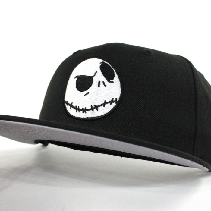 Nightmare Before Christmas Jack Skellington Face New Era 59Fifty Fitted Hat (Black Glow in the Dark Gray Under Brim)