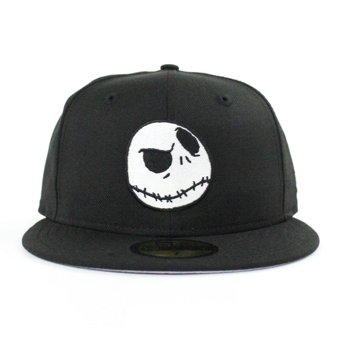 Nightmare Before Christmas Jack Skellington Face New Era 59Fifty Fitted Hat (Black Glow in the Dark Gray Under Brim)