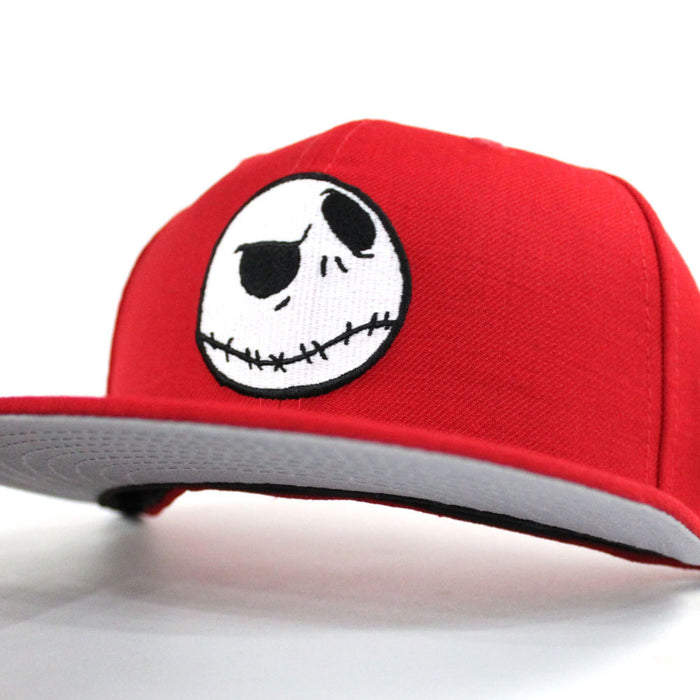 Nightmare Before Christmas Jack Skellington Face New Era 59Fifty Fitted Hat (Red Glow in the Dark Gray Under Brim)