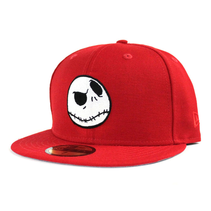 Nightmare Before Christmas Jack Skellington Face New Era 59Fifty Fitted Hat (Red Glow in the Dark Gray Under Brim)