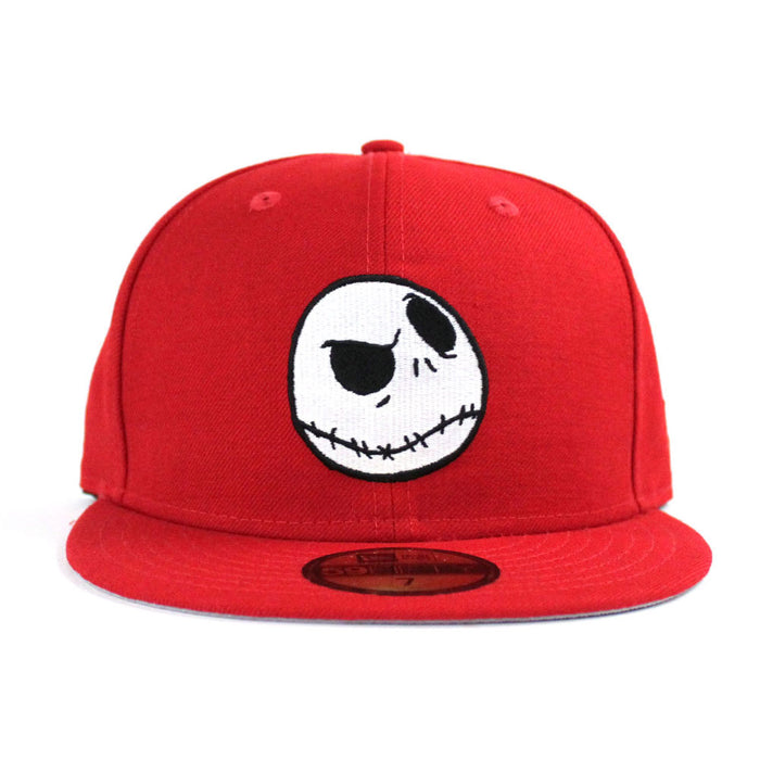 Nightmare Before Christmas Jack Skellington Face New Era 59Fifty Fitted Hat (Red Glow in the Dark Gray Under Brim)